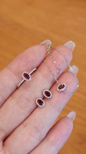 Ensemble de bijoux fins Xinfly en or 18 carats avec rubis, saphir, diamants naturels, collier et boucles d'oreilles pour mariage, fiançailles, cadeau spécial - Product Image 3