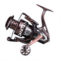 Moulinet de pêche à la ligne HA Antique Bronze Micro Spinning, entièrement métallique, gaucher, rapport de transmission 4.1:1, poids 550g, longue portée