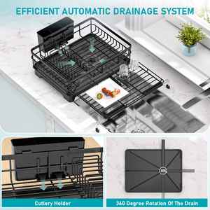 <b>Kitchen</b> Storage Rack with Adjustable Countertop, Drain Bowl and Dish Rack, Sink, <b>Pull</b>-<b>out</b> Household Storage Rack - Product Image 4