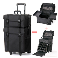 Sac de voyage détachable, boîte à outils multifonctionnelle, sac en tissu Oxford, 2 en 1, roulettes universelles, trousse de maquillage multicouche, valise à roulettes