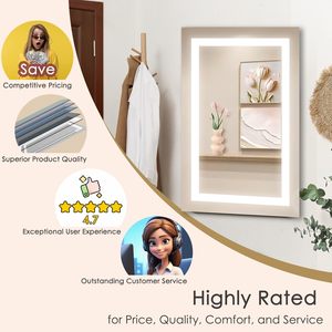 Minimalist Frameless LED Mirror with Hidden Light Strips, Creates a Sleek and Modern Bathroom Aesthetic - Product Image 6