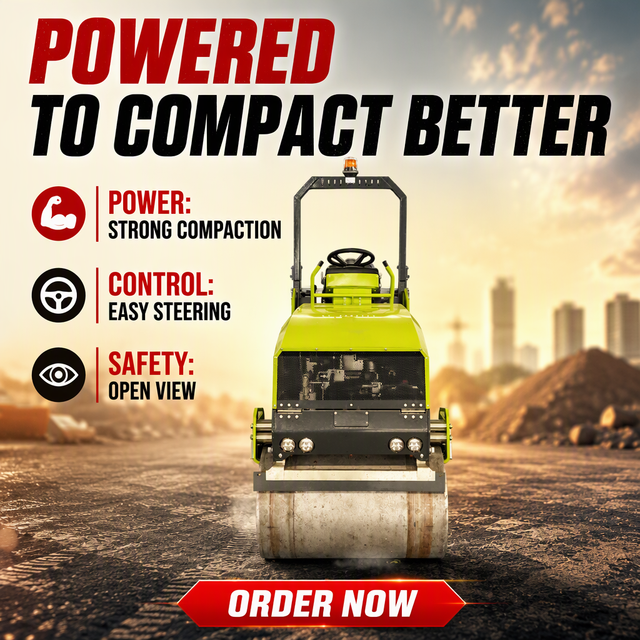 Night Construction Ready Double Roller Diesel Engine Motor Dual LED High Efficiency Lighting Fully Hydraulic System Front/Rear
