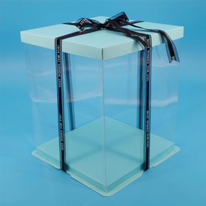 Chất Lượng Hàng Đầu Đen Trắng Thiết Kế Mới Có Thể Gập Lại Bánh Hộp 10 Inch Với Cơ Sở Mạnh Mẽ Rõ Ràng Nhựa Biên Giới Bánh Hộp Cho Đảng Quà Tặng - Product Image 5