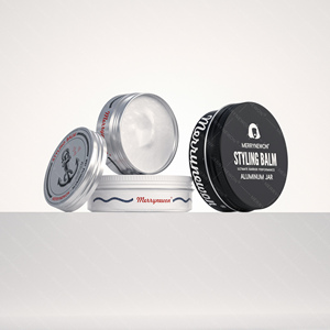 Màn hình in ấn logo tóc Sáp bom mát Jar râu Balm container kim loại nhôm thiếc Bạc Matte đen bao bì lọ kim loại lon - Product Image 1