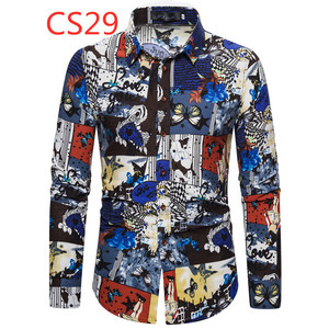 2023 nouvelle chemise décontractée à manches longues imprimée de style chinois pour hommes chemise multicolore pour hommes - Product Image 1