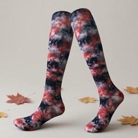 Chaussettes de compression respirantes à la cheville pour femmes, sans couture, multicolores, à motif tie-dye, à sublimation, élastiques