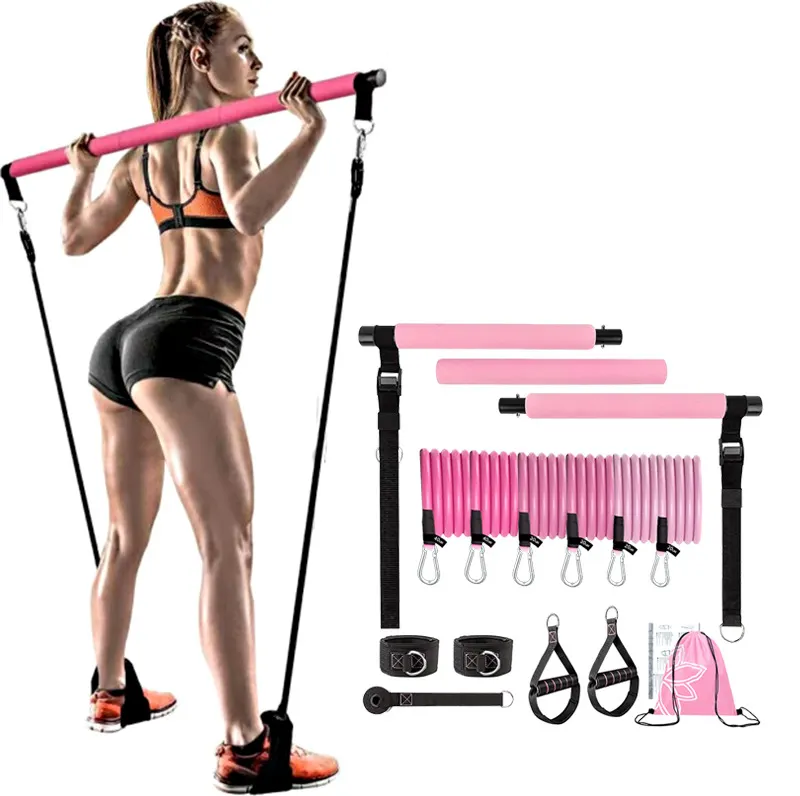 Fábrica Diretamente Personalizado Ginásio Exercício Látex 11pcs Cordas Elásticas Kit 150lb/250lb Resistência Bandas Kits Com Pilates Bar