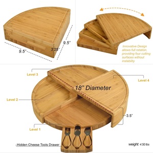 Bamboo Rotatable Cheese <b>Tray</b> With Compartment For <b>Snacks</b> And Desserts Household Serving <b>Tray</b> - Product Image 4