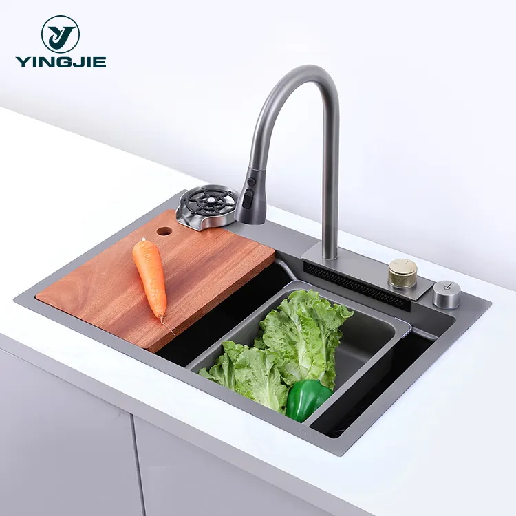 vegetable washing basin stainless 304 handmade multifunction kitchen sink with auto cup washier