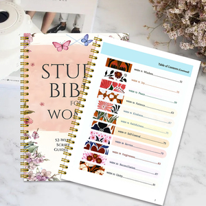 Cuaderno Espiral con Estampado Floral, <span class=keywords><strong>Biblia</strong></span> de Estudio <span class=keywords><strong>para</strong></span> Mujeres, Tema de 52 Semanas, Diario Cristiano, Registro de Oraciones, Regalo Religioso Rosa - Product Image 3