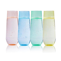 Verres à vin et à champagne en plastique PET transparent épais, flûte à champagne élégante sans pied