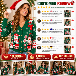 Cárdigan Navideño para <span class=keywords><strong>Mujer</strong></span>, 100% Acrílico, Diseño <span class=keywords><strong>de</strong></span> Santa Claus, Muñeco <span class=keywords><strong>de</strong></span> Nieve y Copos <span class=keywords><strong>de</strong></span> Nieve, Disponible en Stock, MOQ Bajo - Product Image 6