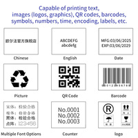 Imprimante thermique à jet d'encre portable de 12,7 mm, machine de codage de date portable, pour bouteilles, boîtes, tubes, plastique, papier, bois, métal, verre, logo, code QR