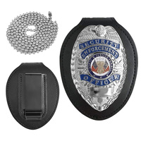 Badges de sécurité personnalisés Dragnet, forme ovale, en métal vierge, avec épingle sécurisée plaquée or et argent, et étui
