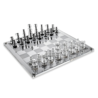 JEU D'ÉCHECS 3D en acrylique de luxe Table basse décorative pièce maîtresse jeu de société en Lucite dorée