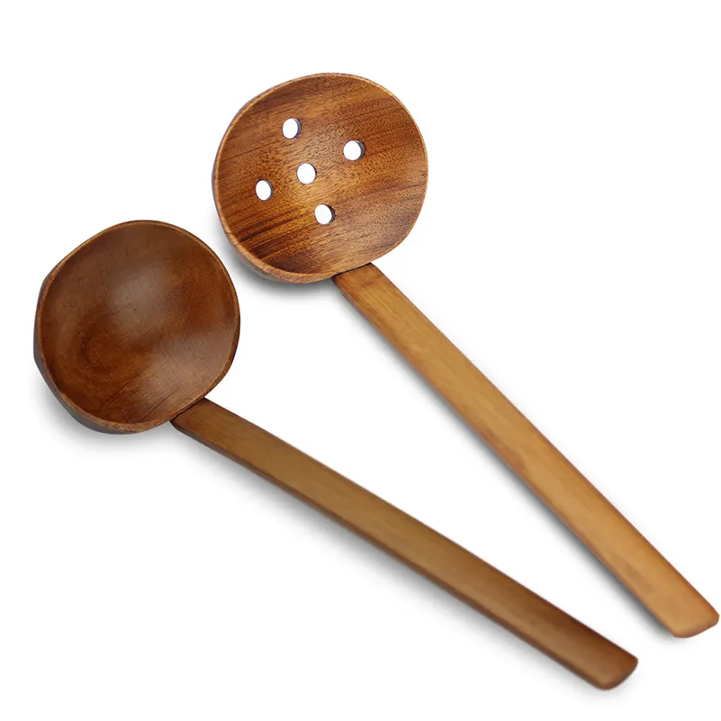 22 cm Holz schaufel für Ramen Nudeln Japanische Suppen löffel Leaky Löffel mit Bambus griff