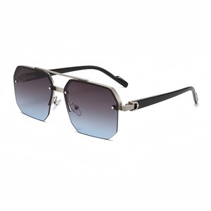 Sunglasses <b>Square</b> Metal <b>Frame</b> UV400 Protection Unisex Fashion Travel Style Silver Color - Product Image 2