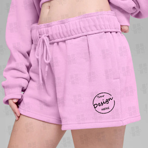 Pantaloncini da donna personalizzati in cotone per allenamento, ricamati su misura, vestibilità rilassata, <span class=keywords><strong>neri</strong></span>, estivi, per corsa e ciclismo - Product Image 4