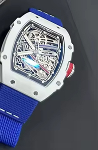 Montre Tonneau Ultra-Fine en Fibre de Carbone |   Montre-bracelet mécanique automatique squelette de luxe pour hommes 67-02 - Product Image 6