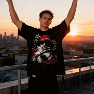 T-shirt surdimensionné vintage personnalisé de haute qualité, 100% coton, imprimé DTG, ourlet effiloché, coupe carrée, pour homme - Product Image 2