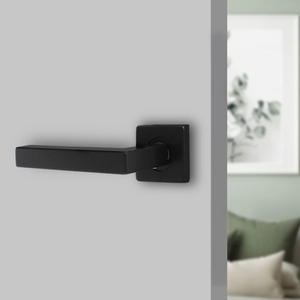 Modern Preto Interior Passage Privacidade Bloqueio Parte Lever Handle Aço Inoxidável Tipo Quadrado Maçaneta De Madeira - Product Image 2