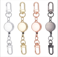 Porte-badges rétractables personnalisables en métal argenté et doré avec mousqueton et clip à ressort