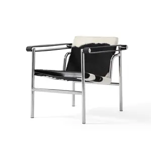Минималистский современный дизайн гостиной кресло для отдыха один кожаный стул из нержавеющей стали для отдыха