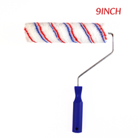 Prix bas – Manchon de rouleau de peinture en polyester à rayures rouges et bleues de 9 pouces pour bricolage et usage industriel, avec cadre de cage, montage facile, outil de peinture, fourniture en gros OEM