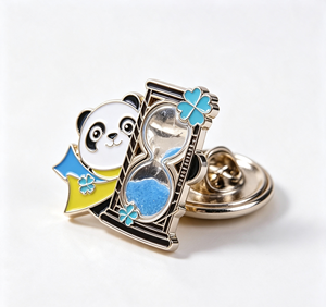 Custom Panda Hourglass Enamel <b>Pin</b> Soft Enamel Metal <b>Badge</b> Gold Plated Irregular Shape Souvenir Gift - Product Image 3