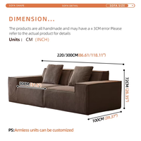 Modernes Cord-Tofu-Block-Sofa, komprimiert, gerade Reihe, vakuumversiegelt, reiner Schwammstoff, modulares Sektionssofa-Set für das Wohnzimmer