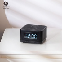 Gastenhorloge van hoge kwaliteit, elektrisch, van metaal, voor hotelkamer, digitale wekker, Bluetooth-speaker, snelladen, draadloze oplader voor
