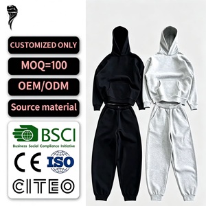 Conjunto de Chándal Personalizado OEM para Hombre, Estilo Urbano, 100% Algodón Terry, Transpirable, Suave, con Sudadera con Capucha y Pantalones Deportivos de Tejido de Punto - Product Image 1