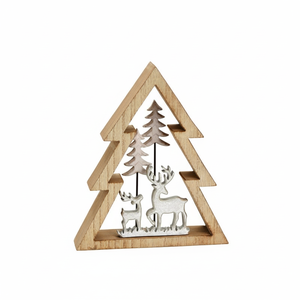 Pièce maîtresse décorative de Noël en bois et en métal en forme d'arbre nouveau Design ornement de décoration créative de Noël - Product Image 1