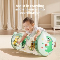 Jouet gonflable en PVC pour bébés et nourrissons, aide à la marche et à la ramper, avec clochette et design dinosaure, pour l'apprentissage et l'éveil.