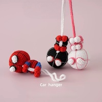 Nouvelle breloque de voiture tendance en crochet fait main, motif araignée de dessin animé, pour la décoration du rétroviseur
