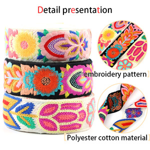 The Latest Fresh Style 2-inch Floral Embroidered Polyester Rcotton Webbing for Hat Clothing Accessories Ribbon Camera <strong>Straps</strong> - Product Image 5