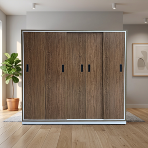 Armario de Plástico Deslizante de 5 Puertas con Espejo Integrado, Soportes para Colgar, Ganchos, Diseño Plegable Convertible, Ahorro de Espacio, Minimalista para el Hogar - Product Image 2