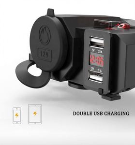 Voltmètre LED étanche pour <span class=keywords><strong>moto</strong></span>, chargeur double <span class=keywords><strong>USB</strong></span> 12V avec <span class=keywords><strong>prise</strong></span> allume-cigare, nouveau modèle - Product Image 4