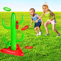 Jeu de lancer d'anneaux gonflables en PVC OEM en forme de cactus avec cible, jouets de piscine aquatiques pour enfants et adultes