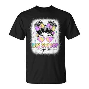T-shirt Big Sister Again Messy Bun per bambine e neonate - Product Image 1