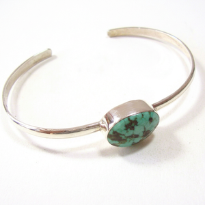 Bracelet ouvert en turquoise tibétaine bleue, argent sterling 925, pierre précieuse naturelle, bijoux faits à la main pour femmes - Product Image 1