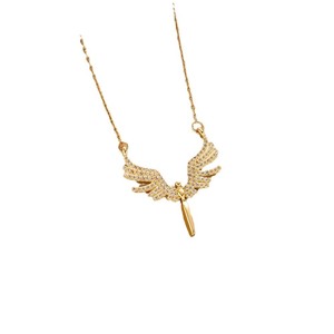 Collana con Ali d'<span class=keywords><strong>Angelo</strong></span> in Acciaio al Titanio, Placcata in Rame e Oro 18K, Ciondolo con Micro-Incastonature, Lusso Discreto - Product Image 4