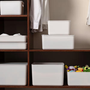 Boîte de rangement en plastique avec couvercle, rectangulaire, couleur unie, grande capacité, organisateur domestique pour sous-vêtements, jouets, bac de rangement JS-SN809 - Product Image 4