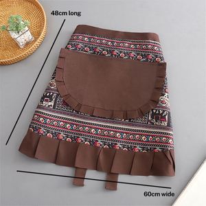 Vintage Half <b>Apron</b> Floral Print Polyester Anti Stain Waist <b>Kitchen</b> Gardening Craft Vendor Work Unisex - Product Image 3