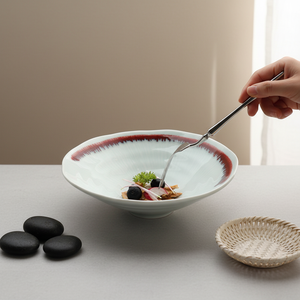 Ensemble de vaisselle en céramique en gros, assiettes et bols assortis, blanc, petit, 6 onces, bol à mélanger en céramique pour riz, salade, soupe avec bord doré - Product Image 2