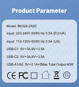 Cargador Rápido de 40W USB PD QC3.0 para <span class=keywords><strong>iPhone</strong></span> 17 16 15 13 Pro Max, Samsung, Huawei, Xiaomi, Adaptador de Teléfono Móvil, <span class=keywords><strong>Enchufe</strong></span> EU/US/UK - Product Image 5
