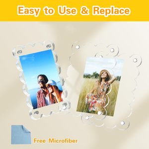 Cadre magnétique pour réfrigérateur en acrylique festonné, cadre <span class=keywords><strong>polaroid</strong></span> double face, cadre <span class=keywords><strong>photo</strong></span> magnétique pour réfrigérateur pour Fujifilm <span class=keywords><strong>Instax</strong></span> <span class=keywords><strong>Mini</strong></span> - Product Image 4