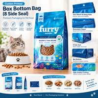 Sac d'emballage en aluminium personnalisé pour aliments pour animaux de compagnie, sac VMPET à fond plat pour friandises pour chats et chiens, sac refermable à fermeture éclair