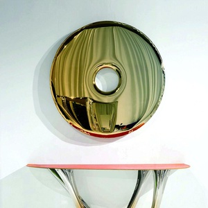 Hoàn toàn thủ công đương đại tác phẩm nghệ thuật hiện đại gương "Rondo 120" ánh sáng vàng tùy chỉnh màu sắc và kích thước thấp moq - Product Image 1