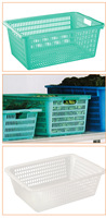 Panier de drainage en plastique pour le lavage des légumes, bleu, rectangulaire, carré, épaissi, durable, simplicité moderne, cadre de rangement et de tri